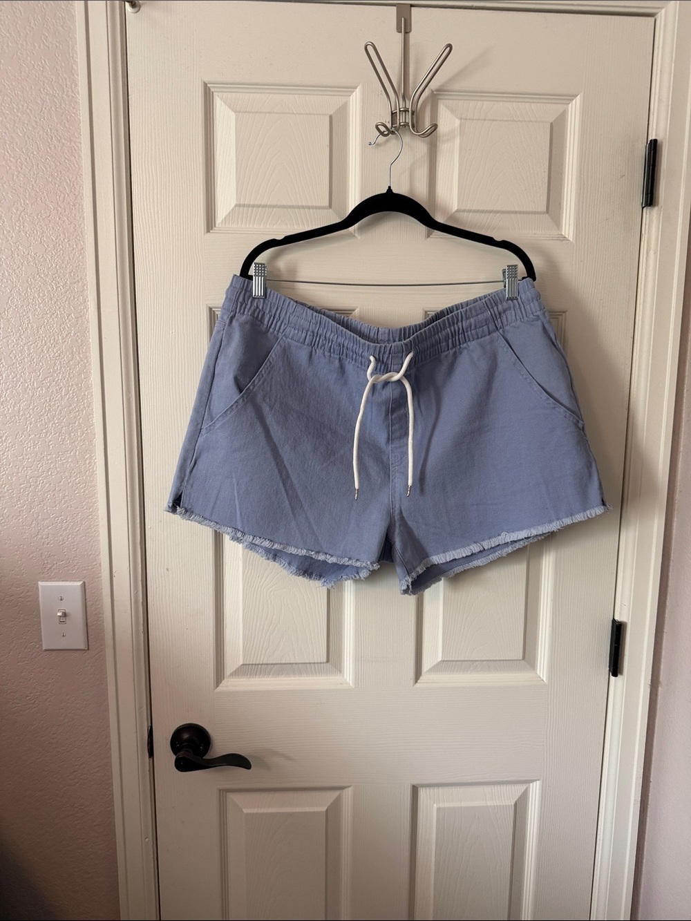 Celebrity Pink Light Blue Elastic Waist Drawstring Shorts